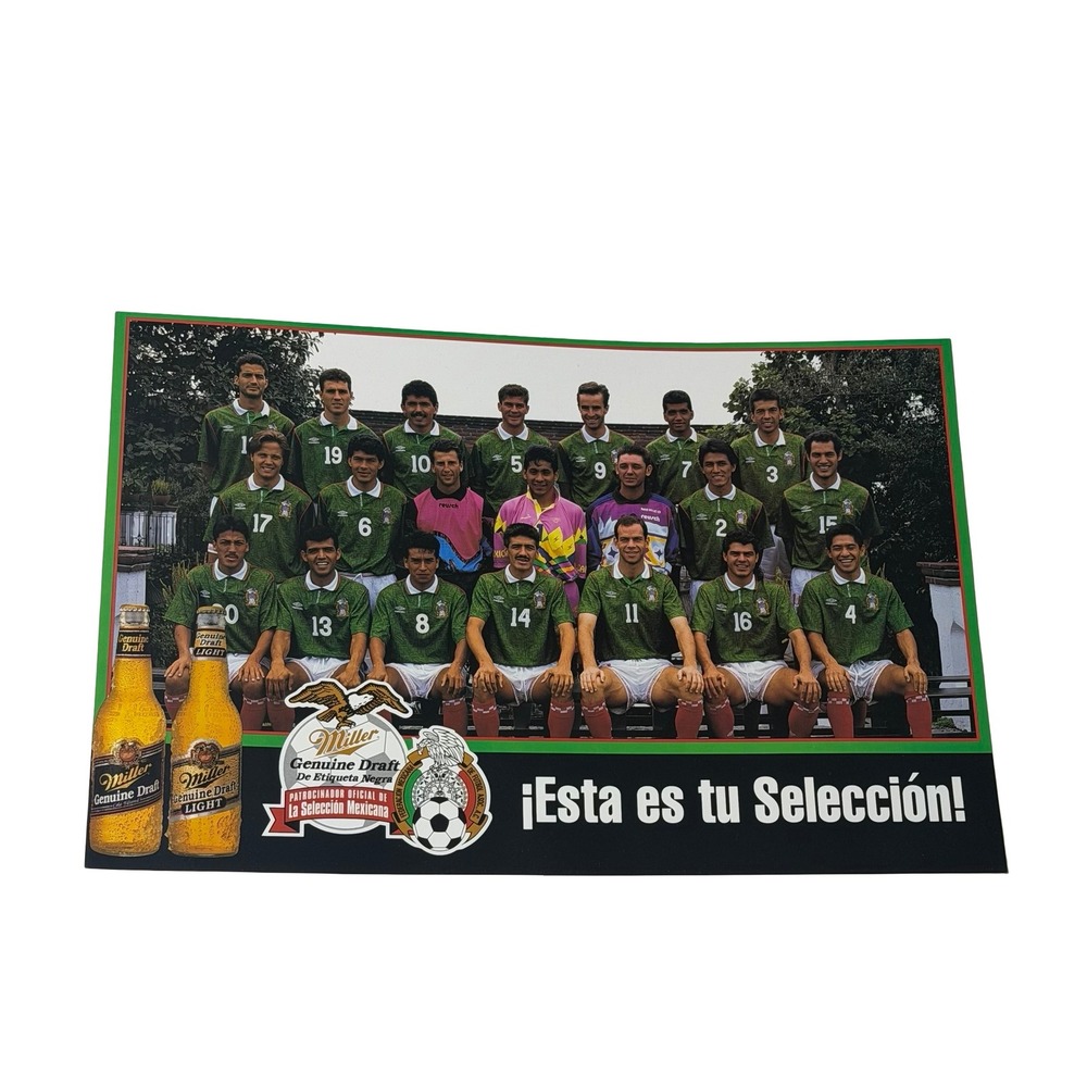 Vintage 90s 1994 Mexican Mexico National Soccer Team x Miller World Cup poster